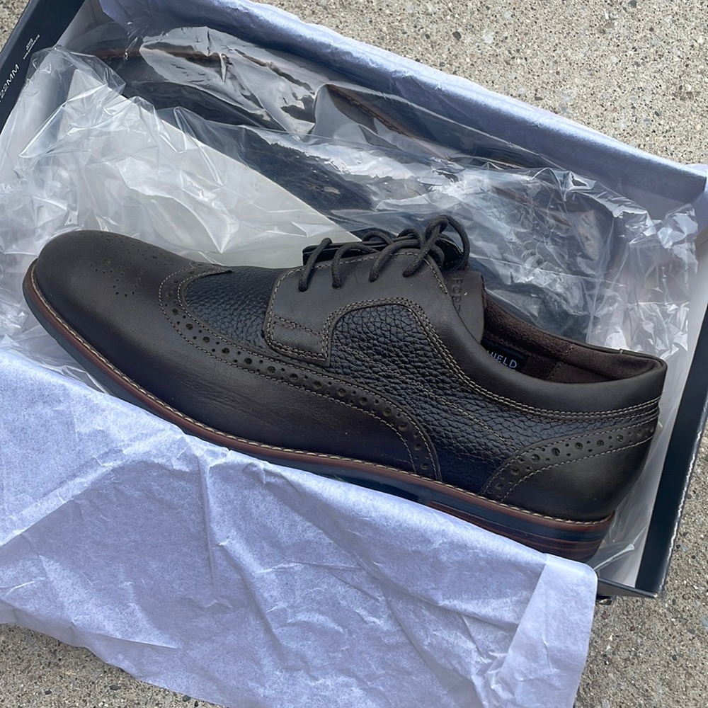 Rockport Dustyn Wingtip Hydro-Shield Mens Shoes NEW, 10, Dark Brown - Picture 2 of 6